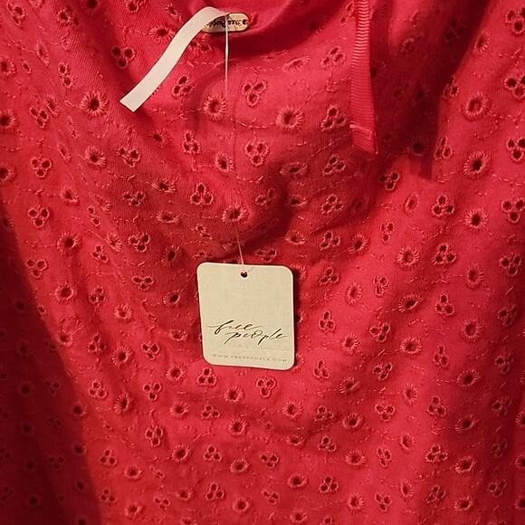 NEW Free People Apricot Rose Puff Sleeve Eyelet Dress - Picture 8 of 10